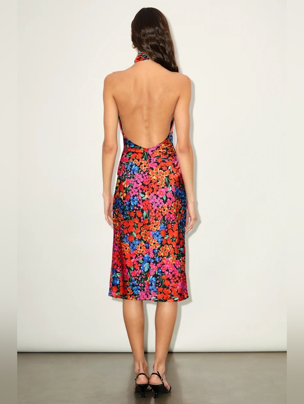 Lulu's Multicolor Floral Halter Midi Dress with High Slit - Picture 4 of 8